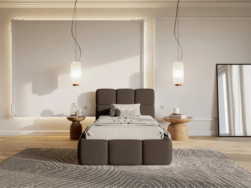 Polsterbett 90x200 cm Cloudy braunes Bouclé