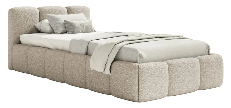 Polsterbett 90x200 cm Cloudy Low hellbeige Bouclé