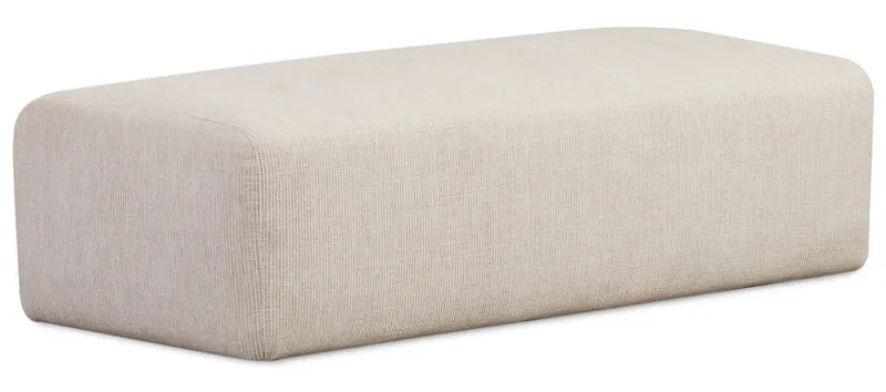 Modulares Ecksofa Pyllomi in L-Form mit Hocker, warmbeige Flechtoptik