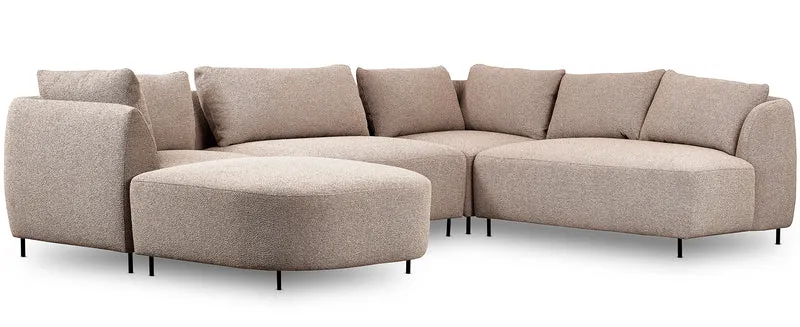 Modulares Ecksofa Lanomi U-förmig, rechtsseitig, beige Bouclé