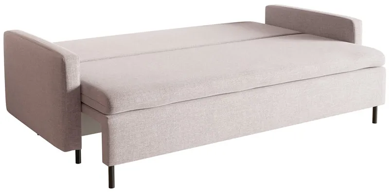 Dreisitziges Klappsofa Umpro mit Stauraum, hellbeiger Chenille-Stoff, leicht zu reinigen