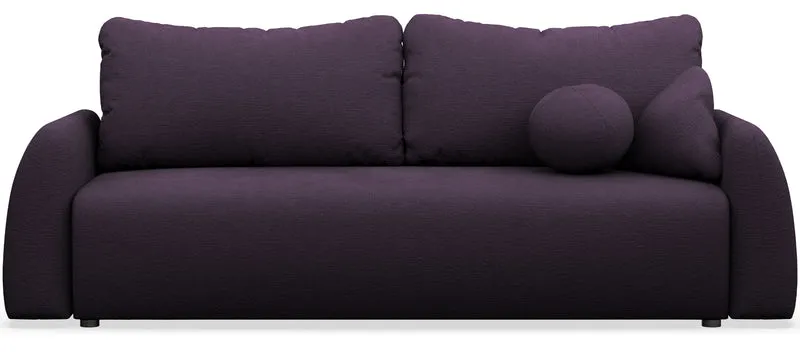 Dreisitziges ausklappbares Sofa Nubelle in violettem, wasserabweisendem Chenillestoff