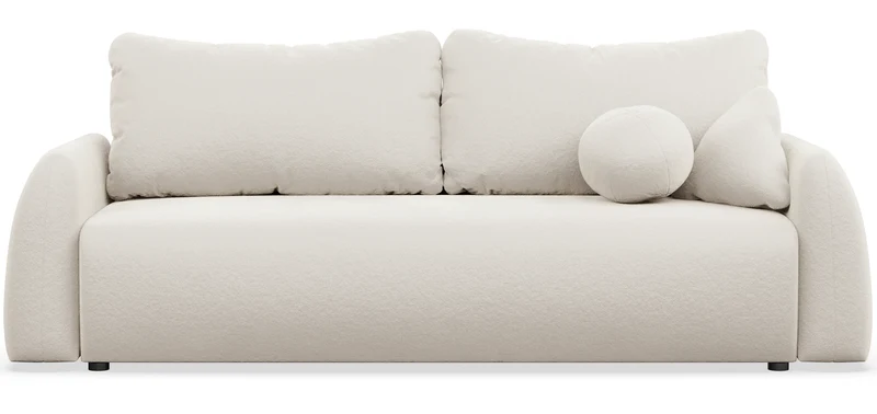 Dreisitziges ausklappbares Sofa Nubelle mit Stauraum, braunes hydrophobes Chenille