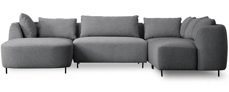 Modulares Ecksofa Lanomi U-förmig, rechtsseitig, grau Bouclé