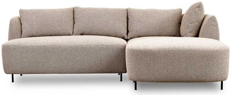Modulares Ecksofa Lanomi L-förmig, rechtsseitig, beige Bouclé