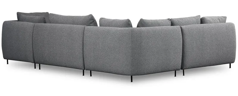Modulares Lanomi Ecksofa U-förmig linksseitig grau Bouclé