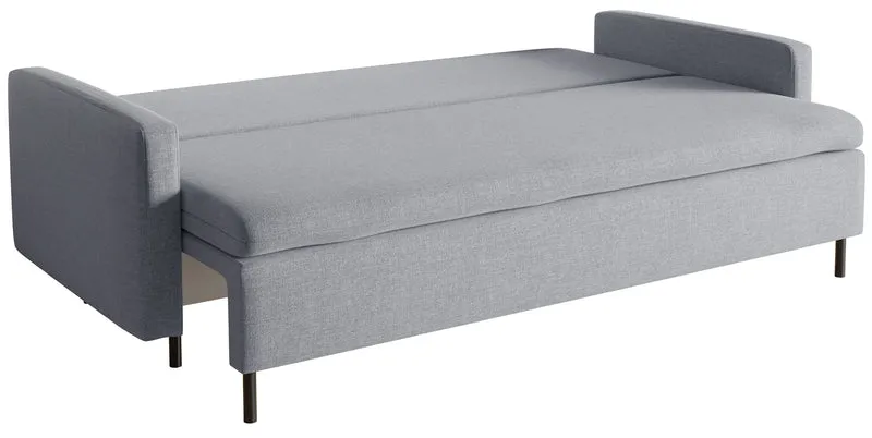 Dreisitziges ausklappbares Sofa Umpro mit Stauraum, grauer, pflegeleichter Chenille-Stoff