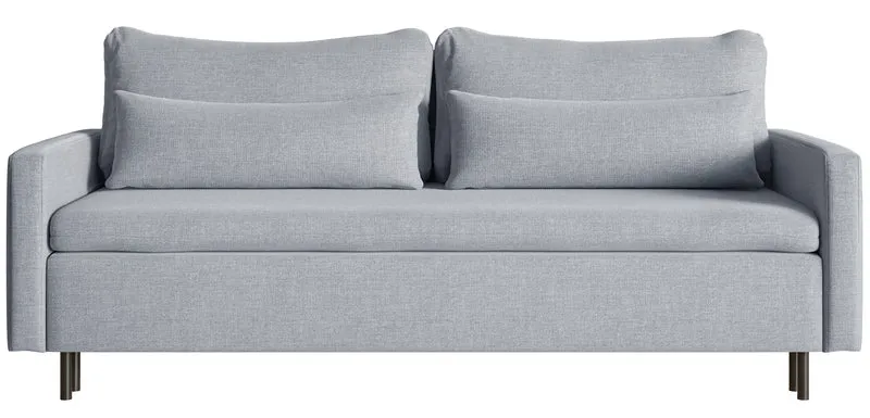 Dreisitziges ausklappbares Sofa Umpro mit Stauraum, grauer, pflegeleichter Chenille-Stoff