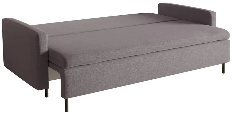 Dreisitziges Schlafsofa Umpro mit Stauraum, grau-braun, pflegeleichter Chenillestoff