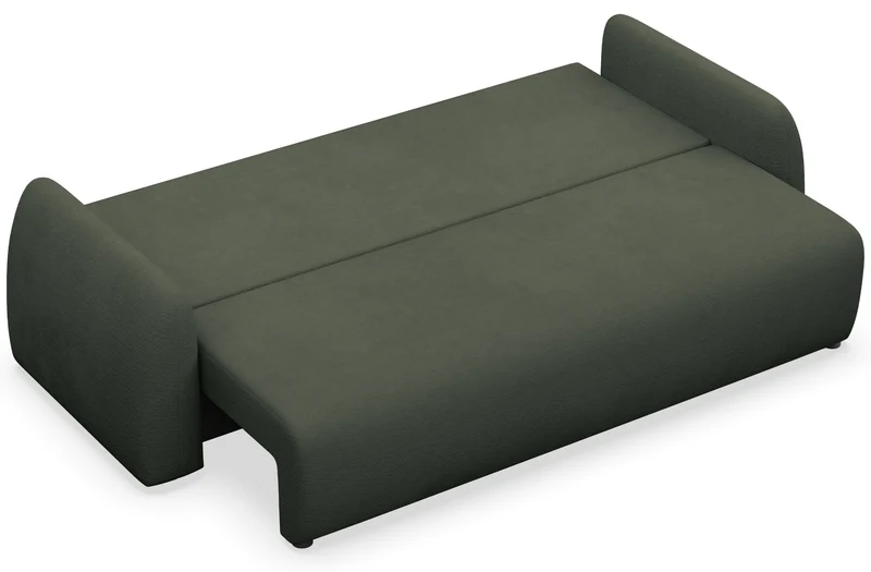 Dreisitziges ausklappbares Sofa Nubelle, dunkelgrün, hydrophober Chenille-Stoff