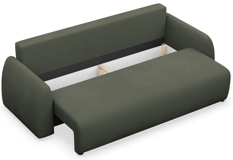 Dreisitziges ausklappbares Sofa Nubelle, dunkelgrün, hydrophober Chenille-Stoff