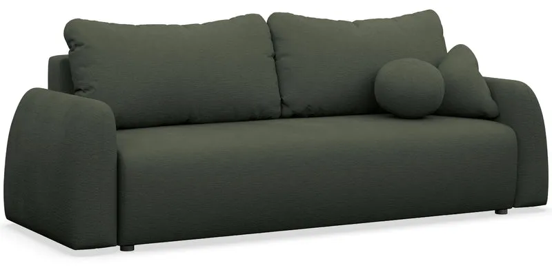 Dreisitziges ausklappbares Sofa Nubelle, dunkelgrün, hydrophober Chenille-Stoff