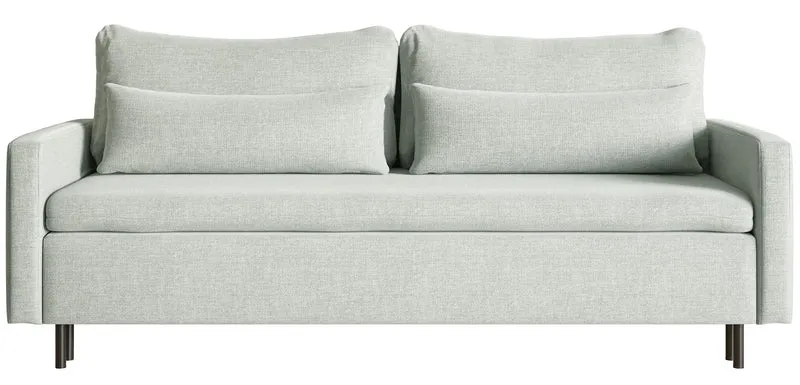 Dreisitziges ausklappbares Sofa Umpro mit Stauraum, minzgrüner Chenille, leicht zu reinigen
