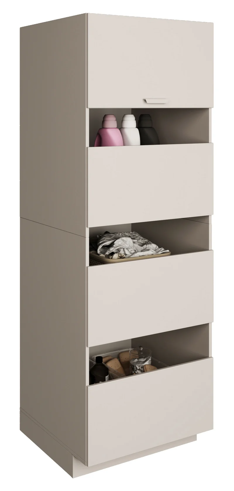 Badezimmermöbel-Set Holv mit zweikammerigem Schrank über der Waschmaschine, 135 cm, Kaschmir