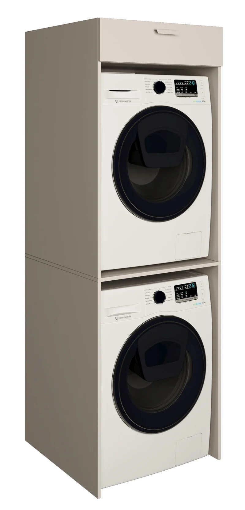 Badezimmermöbel-Set Holv mit zweikammerigem Schrank über der Waschmaschine, 135 cm, Kaschmir