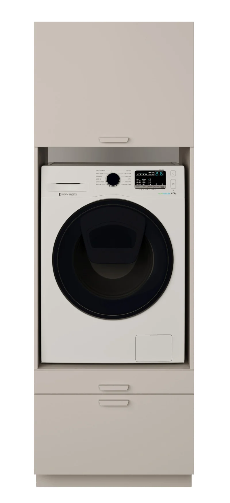 Einfacher Holv-Waschmaschinenschrank mit einer Kammer, Schublade und Regal, 68 cm, Kaschmirfarben
