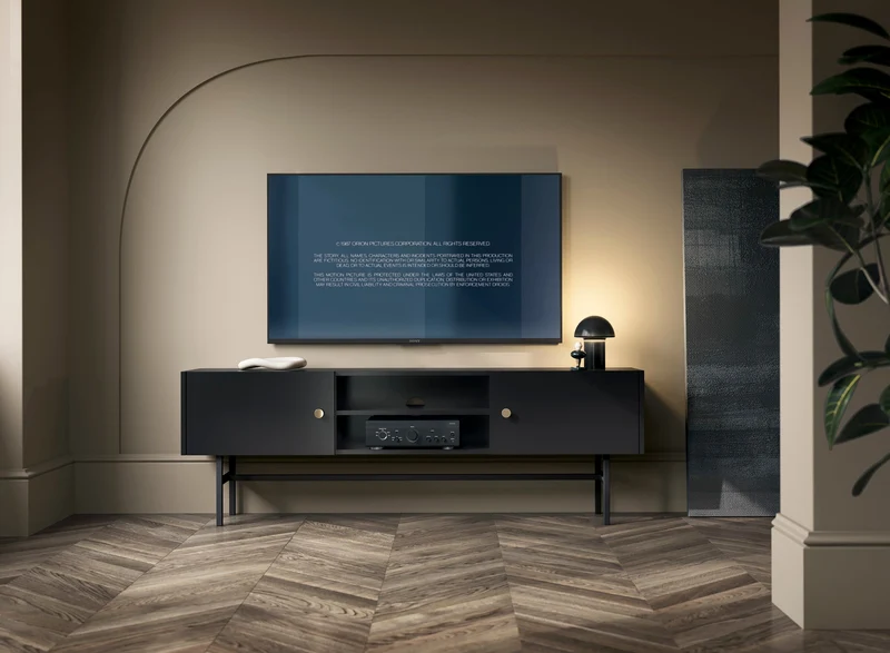 TV-Schrank Divenos, zweiflügelig, 155 cm mit Nischen, Schwarz