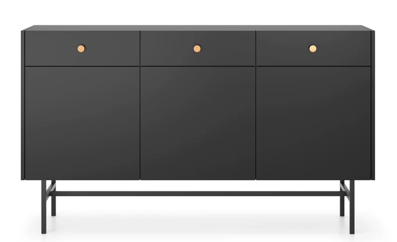 Drehtür-Kommode Divenos mit Schubladen 155 cm Schwarz