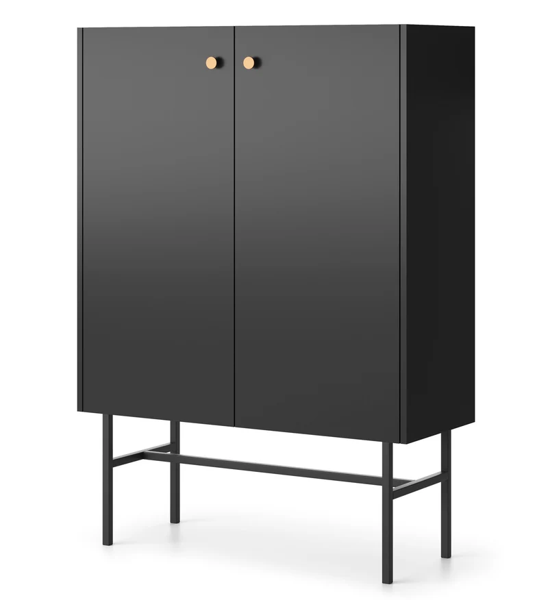 Hohe Kommode Divenos, zweitürig, 93 cm, schwarz