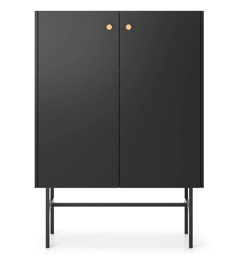 Hohe Kommode Divenos, zweitürig, 93 cm, schwarz