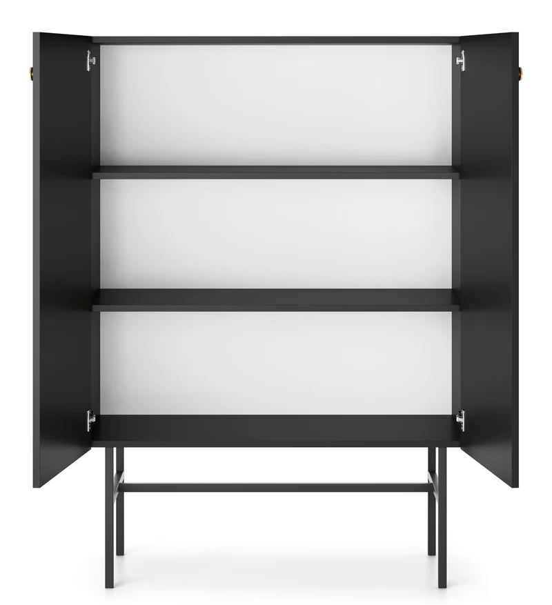 Hohe Kommode Divenos, zweitürig, 93 cm, schwarz