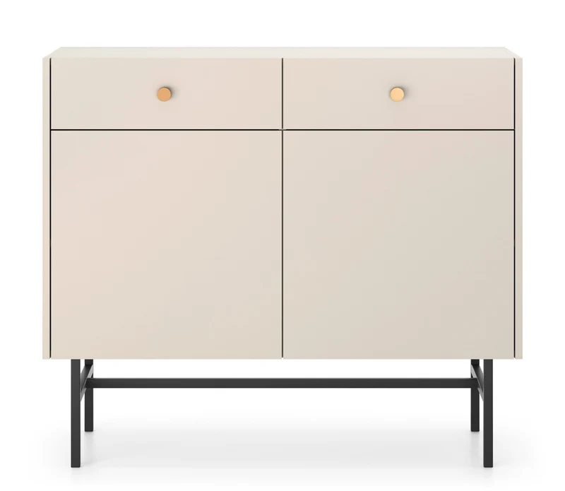 Zweiturige Kommode Divenos mit Schubladen 104 cm Grau-Beige