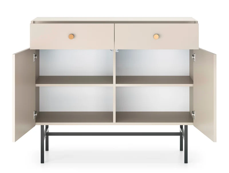 Zweiturige Kommode Divenos mit Schubladen 104 cm Grau-Beige