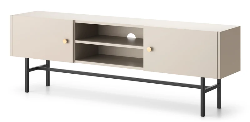 TV-Schrank Divenos, zweiflügelig, 155 cm mit Nischen, Grau-Beige