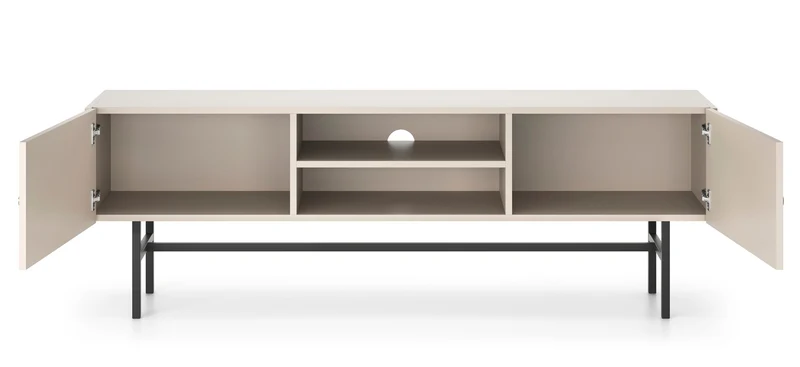 TV-Schrank Divenos, zweiflügelig, 155 cm mit Nischen, Grau-Beige
