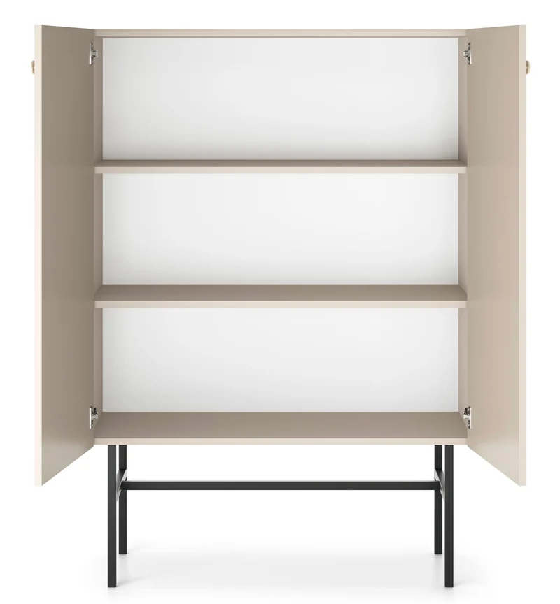 Hohe Kommode Divenos, zweiflügelig, 93 cm, Grau-Beige