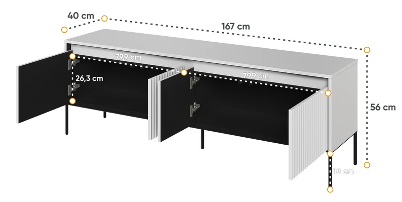 TV-Schrank Trend 167 cm mit LED Weiß