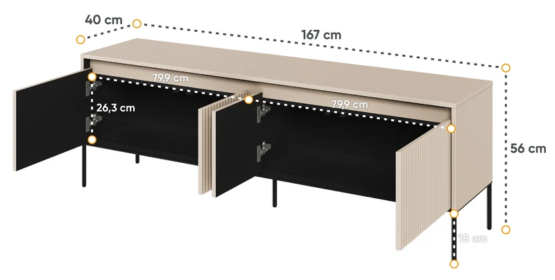 TV-Schrank Trend 167 cm mit LED Beige