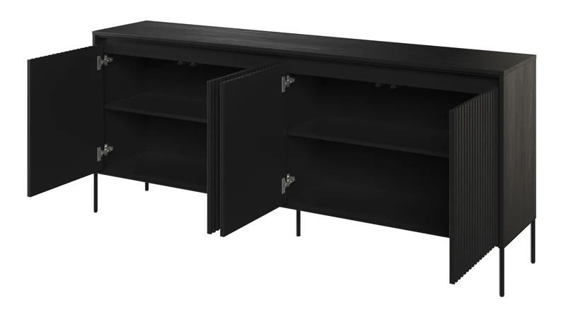 Niedriger vier­türiger Trend-Kommode 193 cm mit LED Schwarz