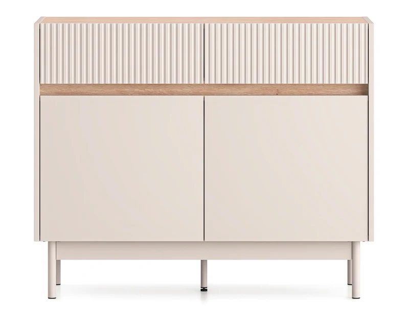 Zweiturige Kommode Dunea mit zwei Schubladen, 104 cm, Kaschmir/Eiche