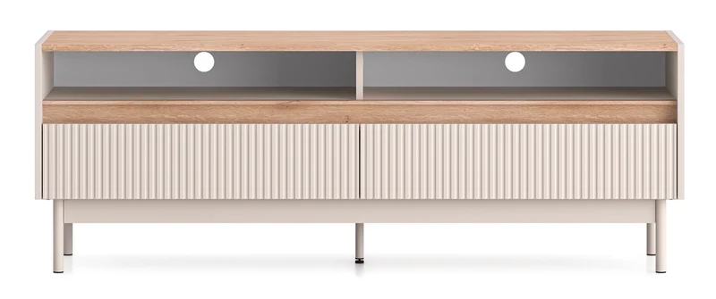 TV-Schrank Dunea mit zwei Schubladen und Fächern, 154 cm, Kaschmir/Eiche