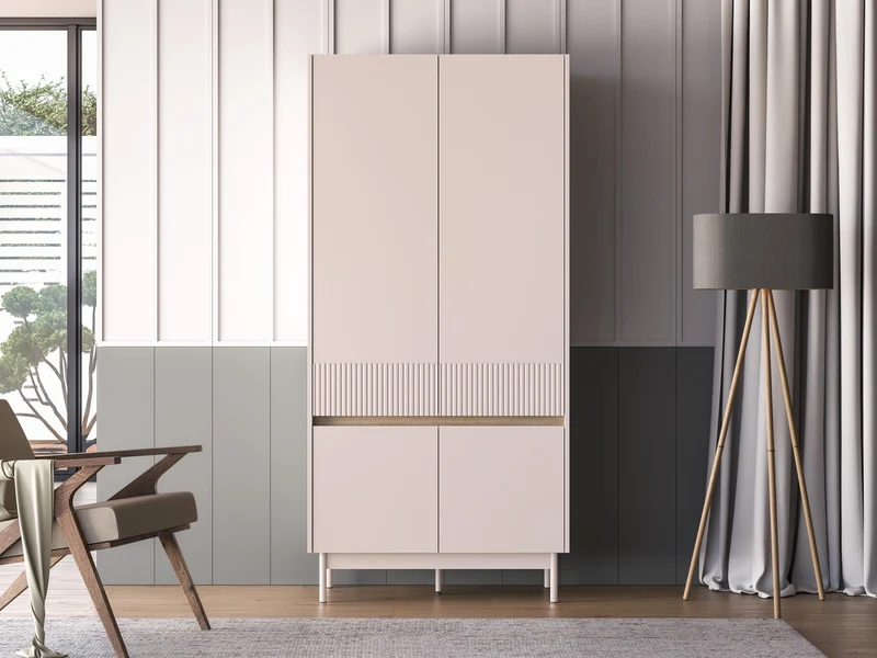 Vier­türiger Schrank Dunea 92 cm Kaschmir/Eiche