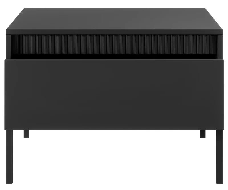 Couchtisch Falsetto mit Schublade und geriffelter Front 68x68 cm schwarz
