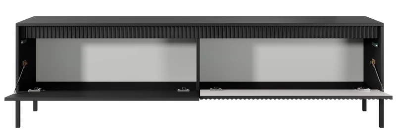 Falsetto TV-Schrank mit zwei Türen und geriffelter Front, 187 cm, schwarz