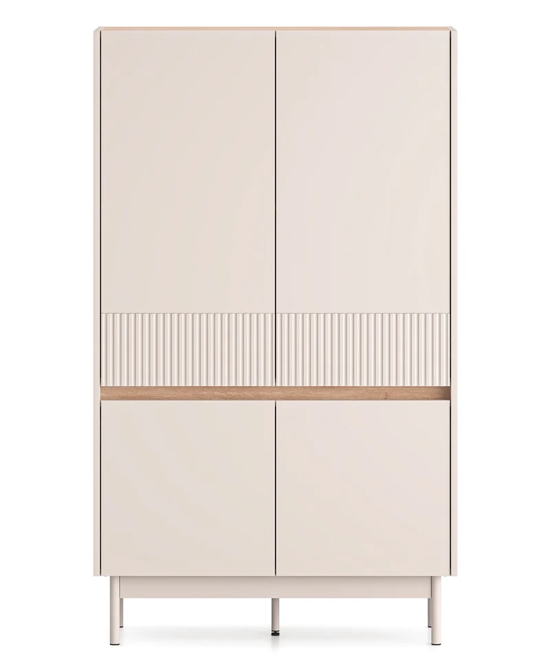 Hohe Kommode mit vier Türen Dunea 92 cm Kaschmir/Eiche