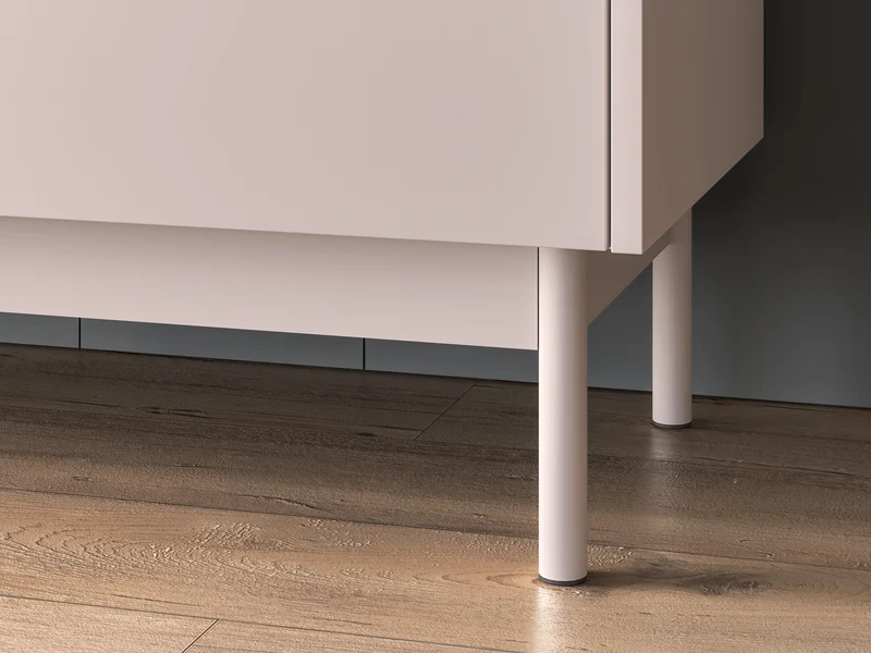 Drehtür-Kommode Dunea mit drei Schubladen, 154 cm, Kaschmir/Eiche