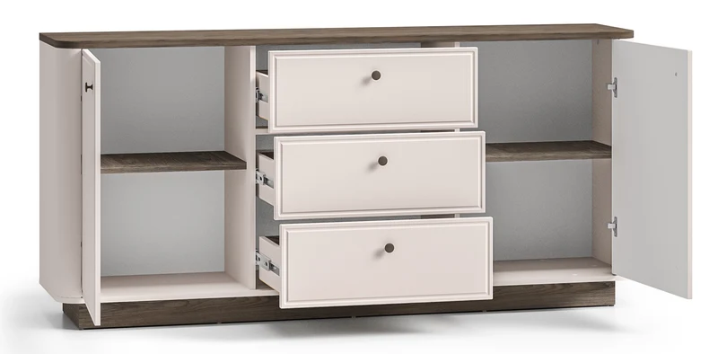 Zweiturige Kommode Vilavio mit drei Schubladen 180 cm Kaschmir/Windmill Dark Eiche