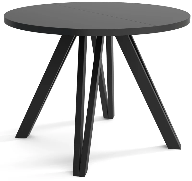 Ausziehbarer Esstisch Nuuvel 100-180x100 cm schwarz