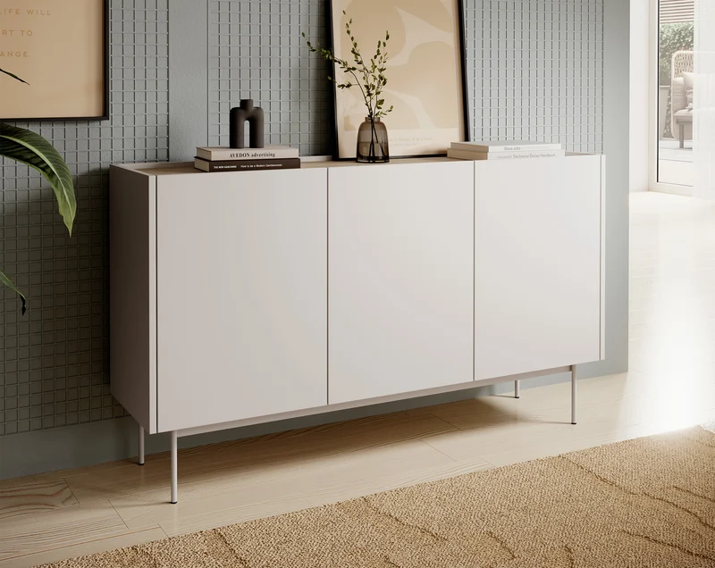 Drehtür-Kommode Color 144 cm Kaschmir / Eiche Linea