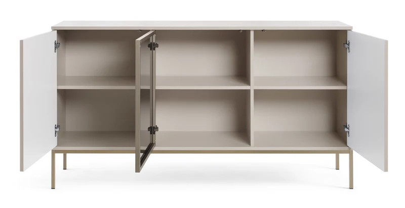 Tosena-Kommode mit drei Türen und LED-Beleuchtung, 154 cm, Kaschmir