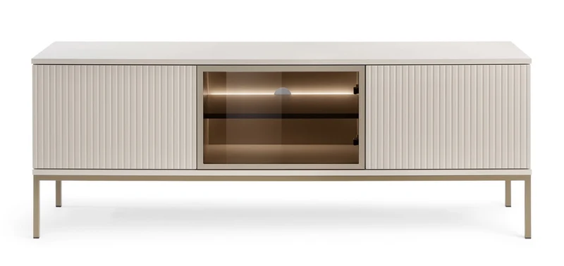 Drehtür-TV-Schrank Tosena mit LED-Beleuchtung, 154 cm, Kaschmir