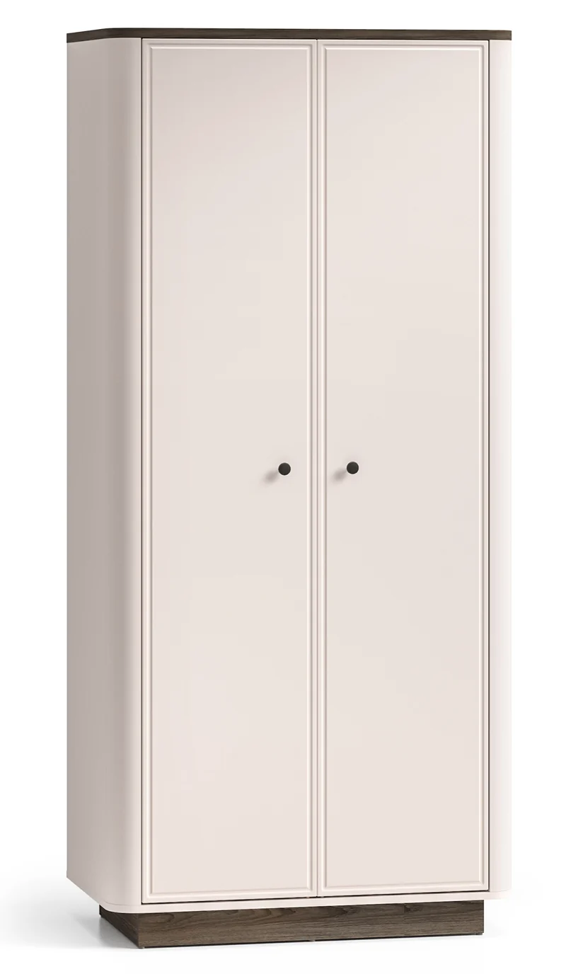 Zweittüriger Kleiderschrank Vilavio mit Kleiderstange und Regalen 92 cm Kaschmir/Eiche Windmill Dark
