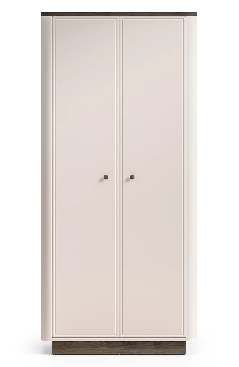 Zweittüriger Kleiderschrank Vilavio mit Kleiderstange und Regalen 92 cm Kaschmir/Eiche Windmill Dark