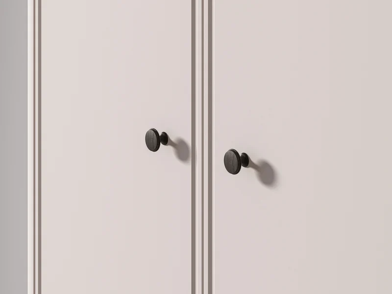 Zweittüriger Kleiderschrank Vilavio mit Kleiderstange und Regalen 92 cm Kaschmir/Eiche Windmill Dark