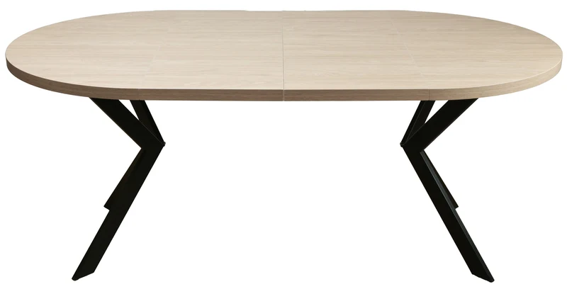 Ausziehbarer Esstisch Callions 100-180x100 cm, geölte Eiche mit schwarzen Beinen