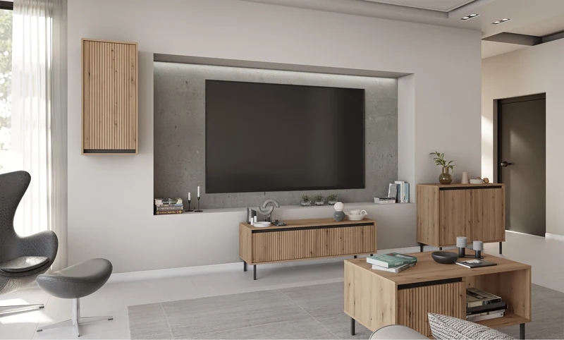 Hängeschrank Osaka mit geriffelter Front, 46 cm, Eiche Evoke